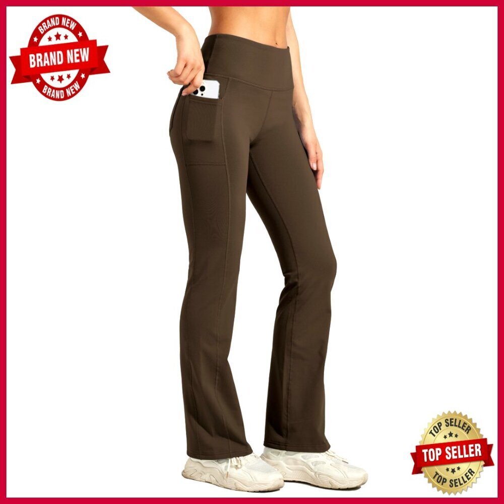 Fleece Lined Yoga Pants High Waisted Bootcut Water Resistant Thermal Winter